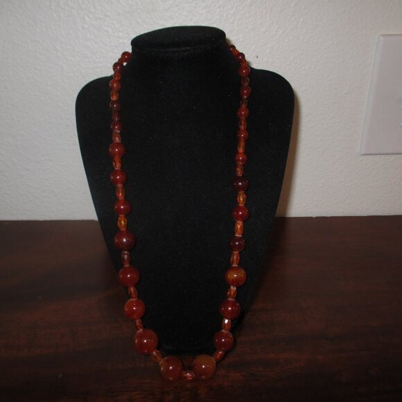 Bakelite Butterscotch Amber 1920's Beaded 24" Necklace - Picture 2 of 5